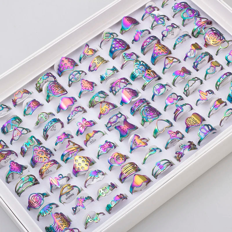 Bagues en acier inoxydable mixte.