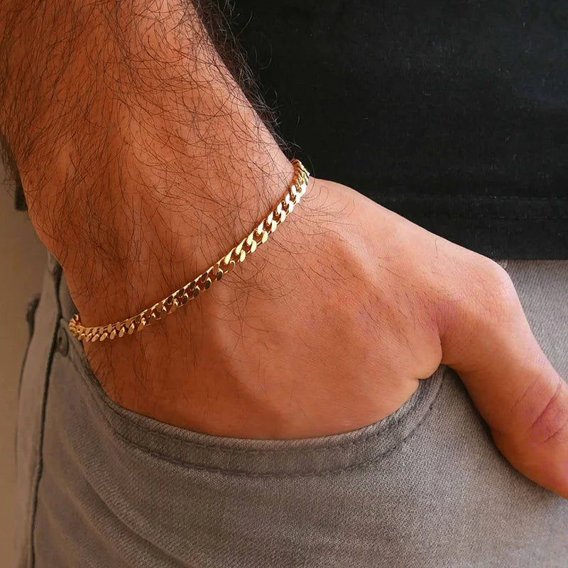 Chaine / Bracelet pour hommes en acier inoxydable élégant.