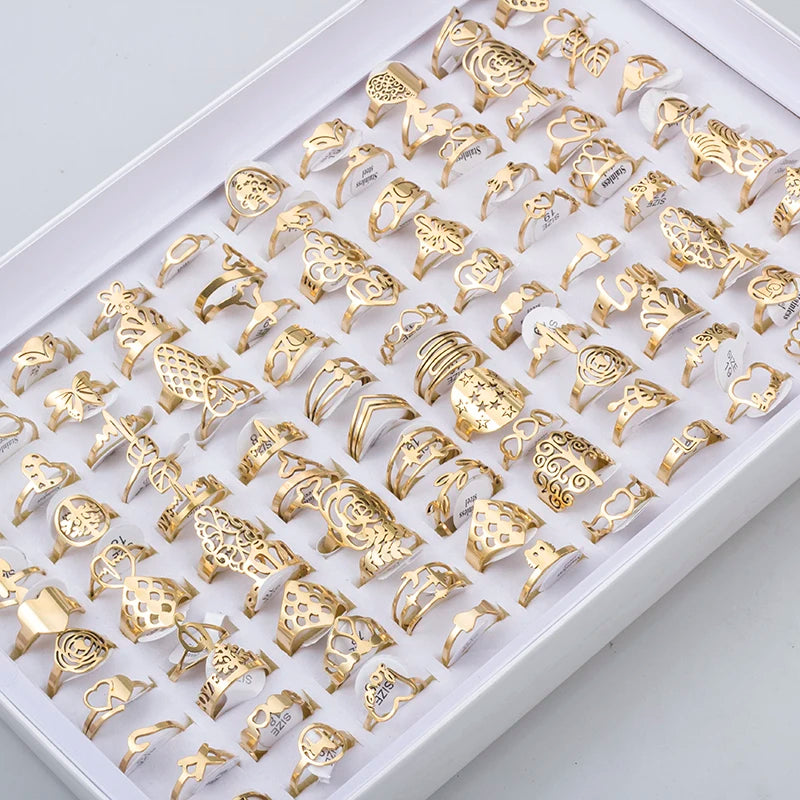 Bagues en acier inoxydable mixte.